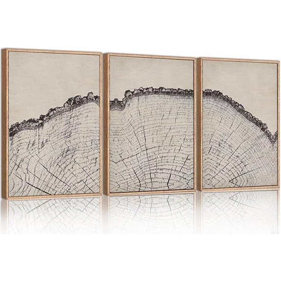 Rustic Tree Ring Wall Art 3-Panel Canvas Print