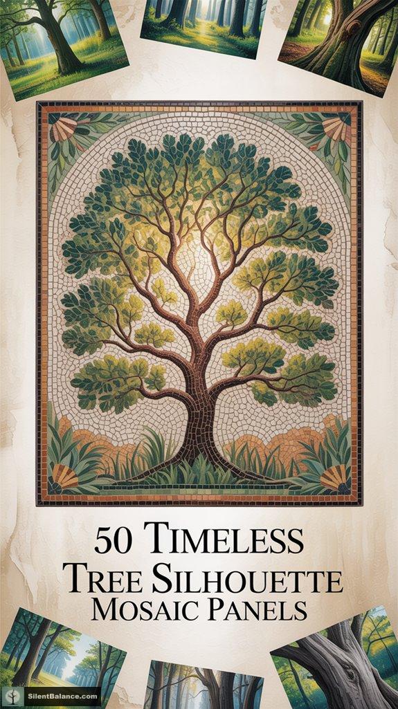 tree silhouette mosaic panels