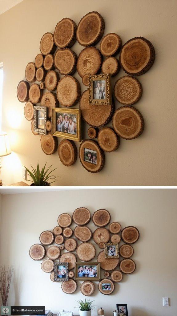 tree slice gallery wall