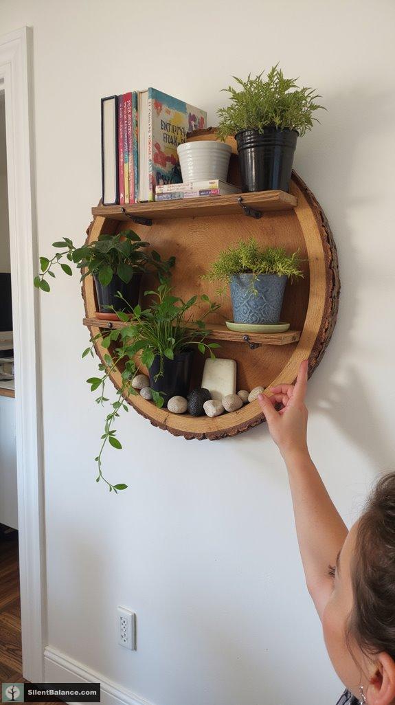 tree slice shelf organization