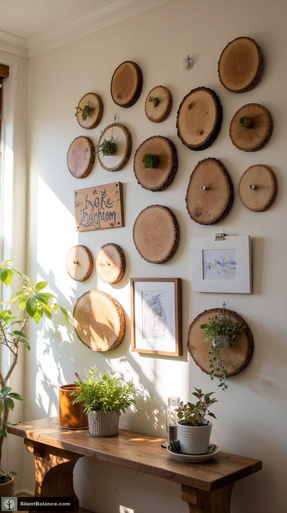 tree slices as decor