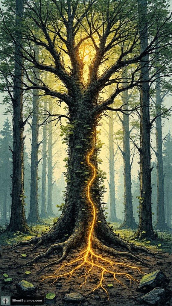 trees supporting each other