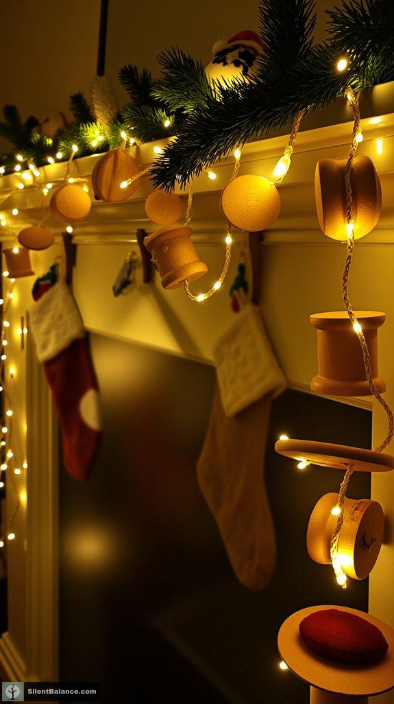 twinkling wooden spool garland