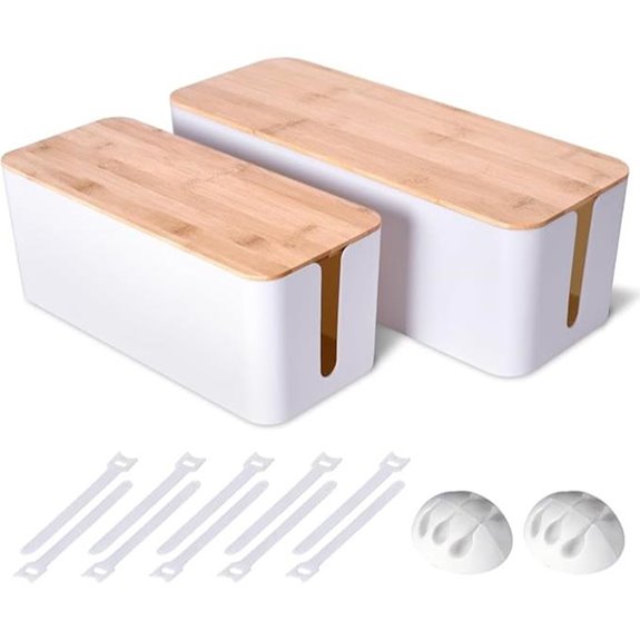 2 Pack Large Wooden Cable Management Boxes