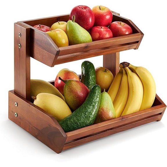Holana Acacia 2-Tier Fruit Basket for Kitchen