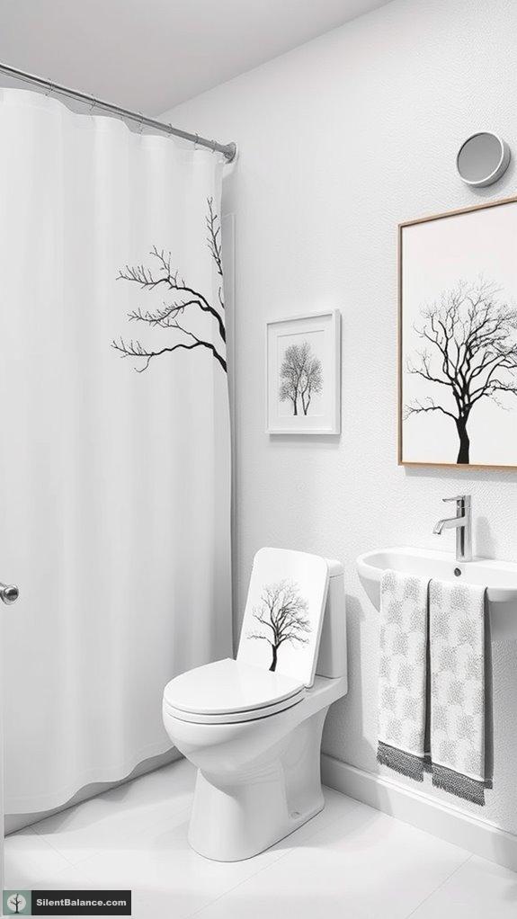 unexpected bathroom tree prints