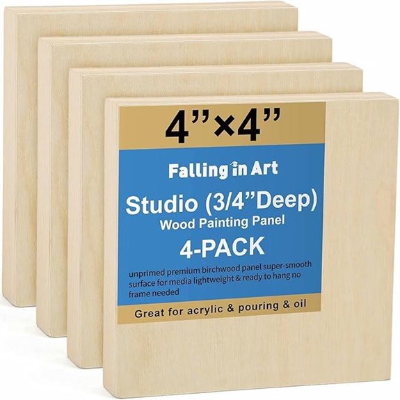 Unfinished Birch Wood Panels Kit for Painting (4 Pack)