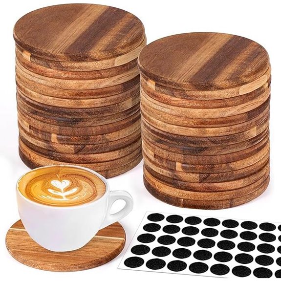 Unfinished Wooden Coasters Set with Non-Slip Dots