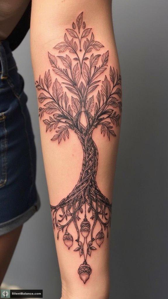unyielding oak tree tattoos