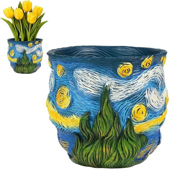 Starry Night Van Gogh Flower Pot with Drainage