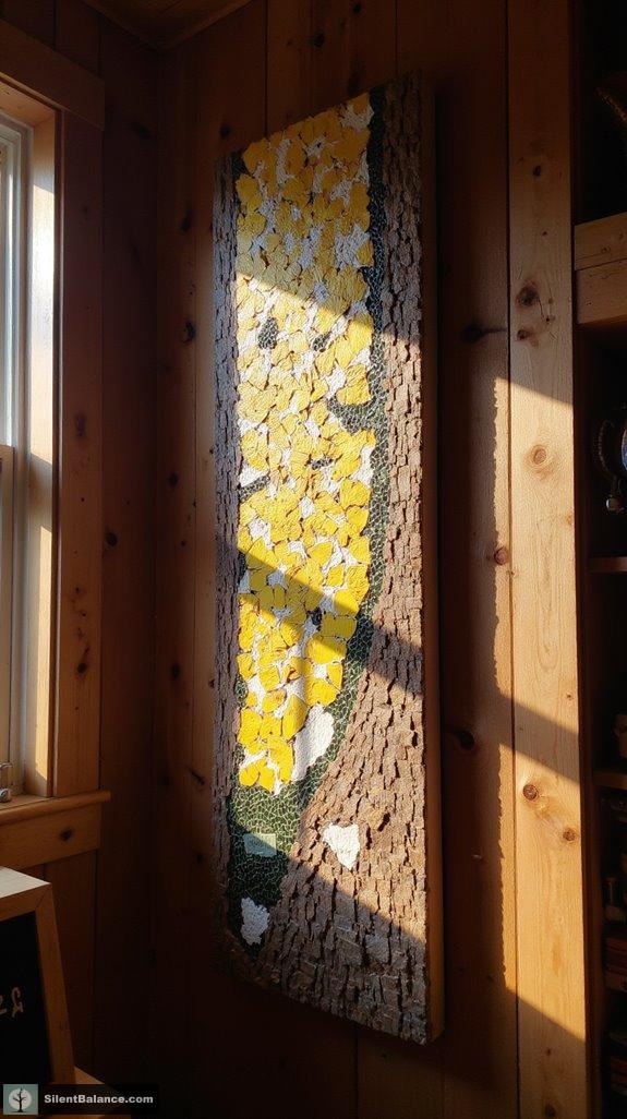 vibrant birch bark mosaics