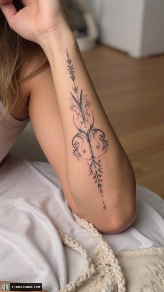 vibrant floral tree tattoo