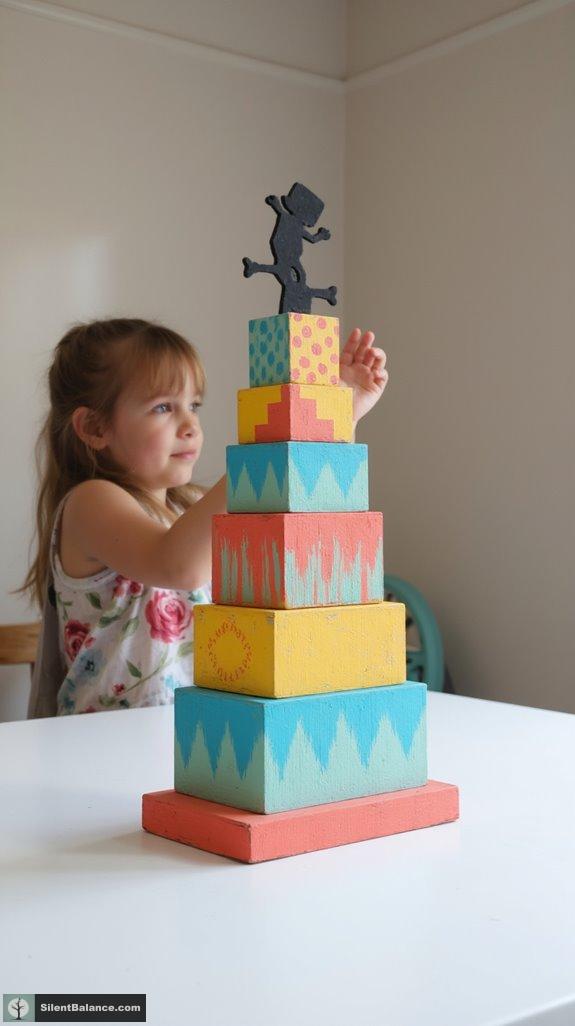vibrant painted wood centerpieces