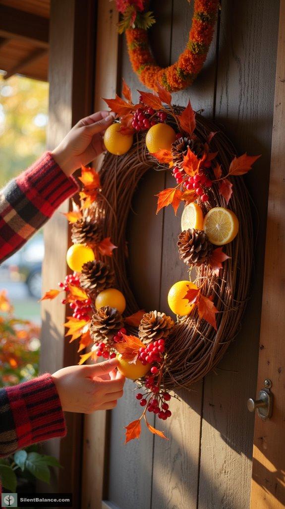 vibrant pinecone wreath accents