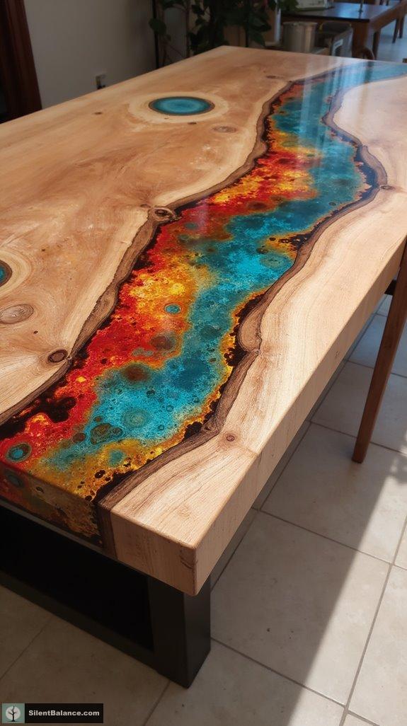 vibrant resin tree rings