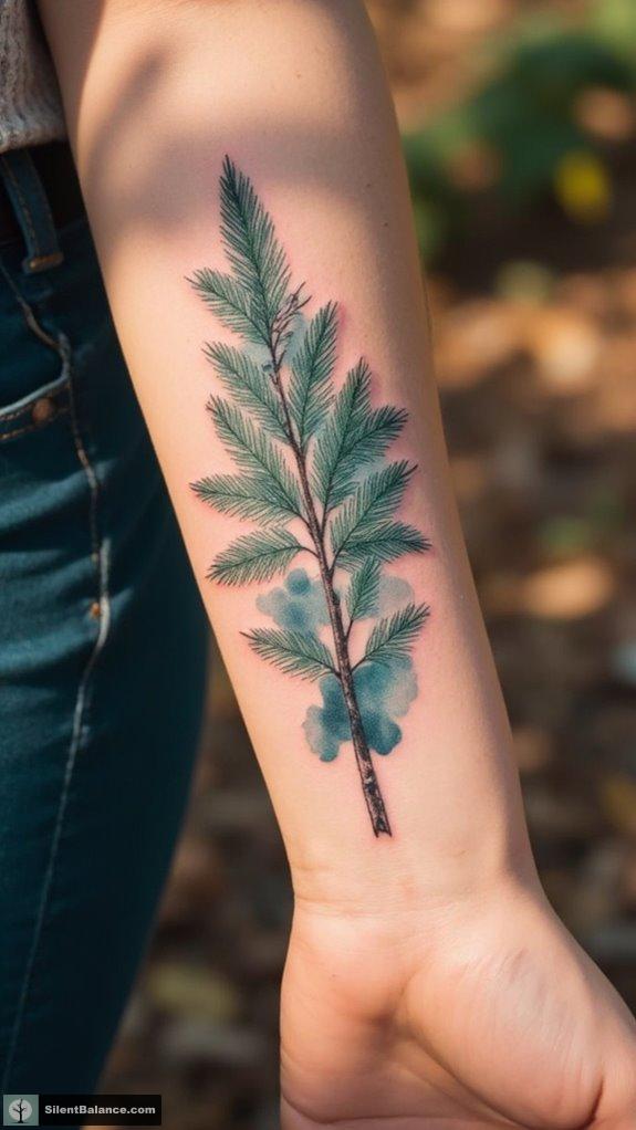 vibrant watercolor pine tattoos