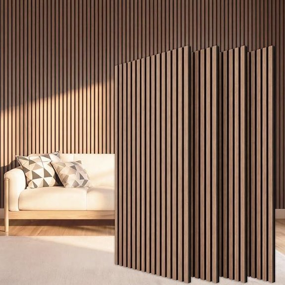 TONOR Wood Slatwall Panels 4 Pack Walnut Acoustic Decor