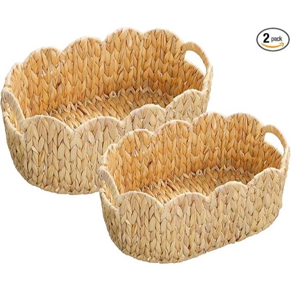 Coeusy Water Hyacinth Basket Set with Handles