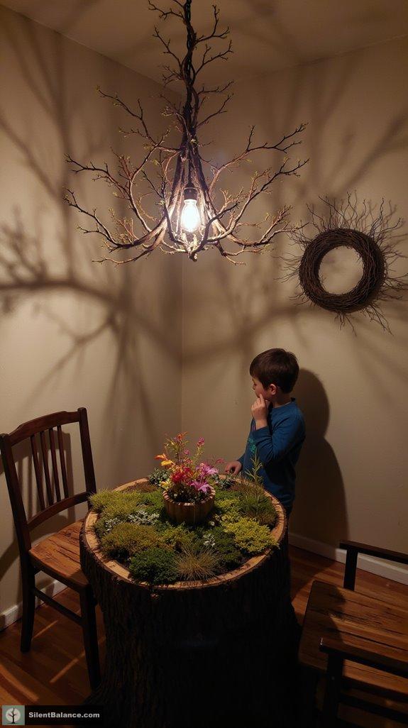 whimsical branch art decor