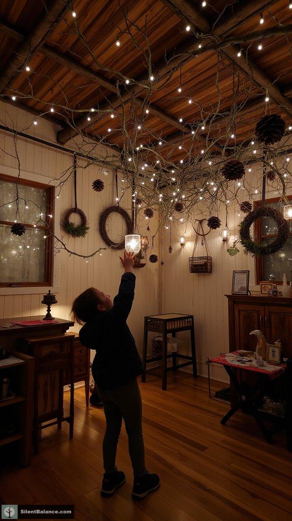 whimsical hanging branch displays