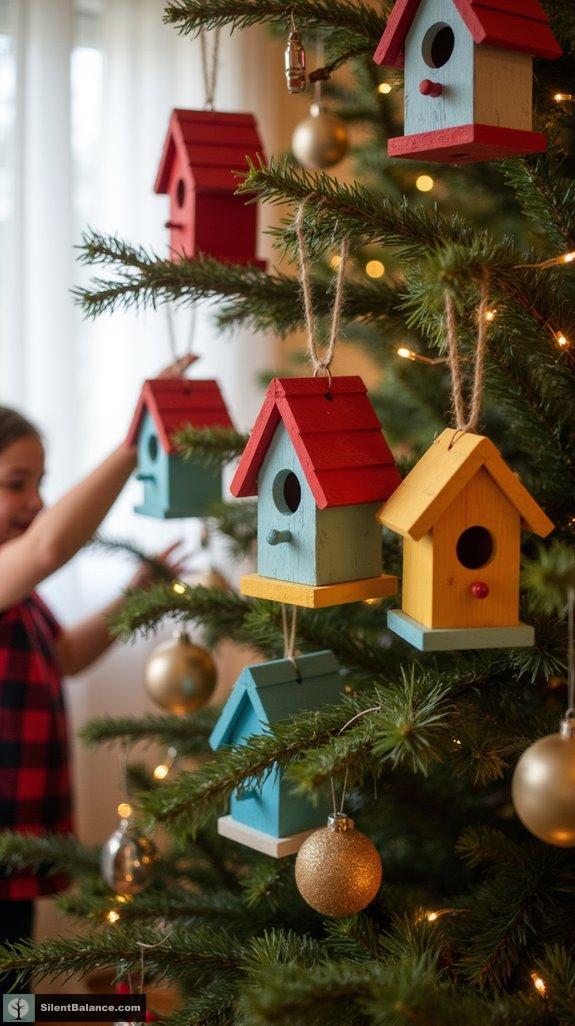 whimsical miniature birdhouse ornaments