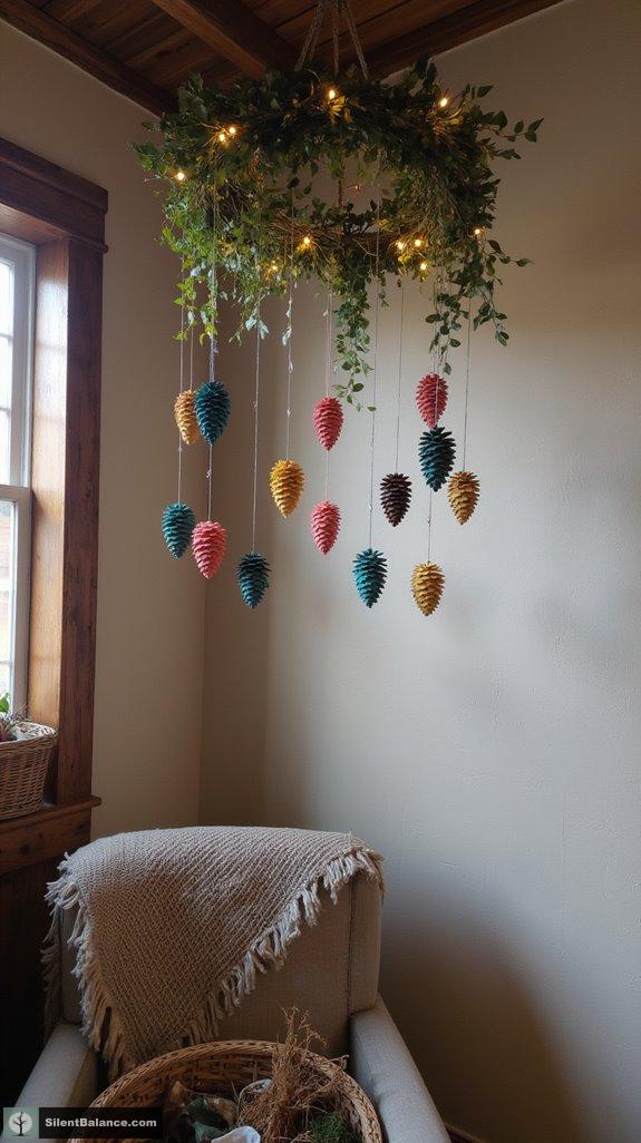 whimsical pinecone mobile decorations