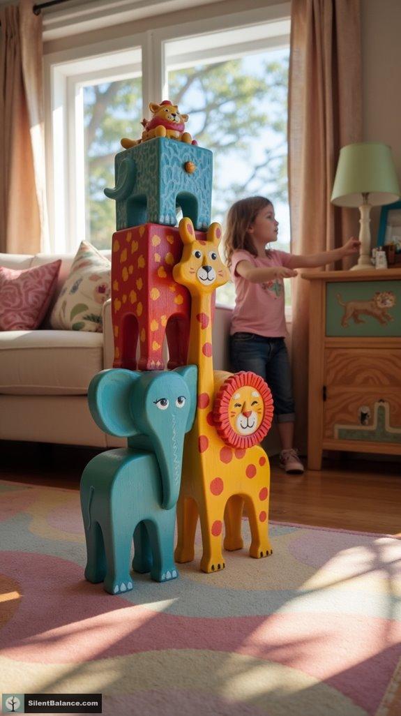 whimsical stacked animal decor