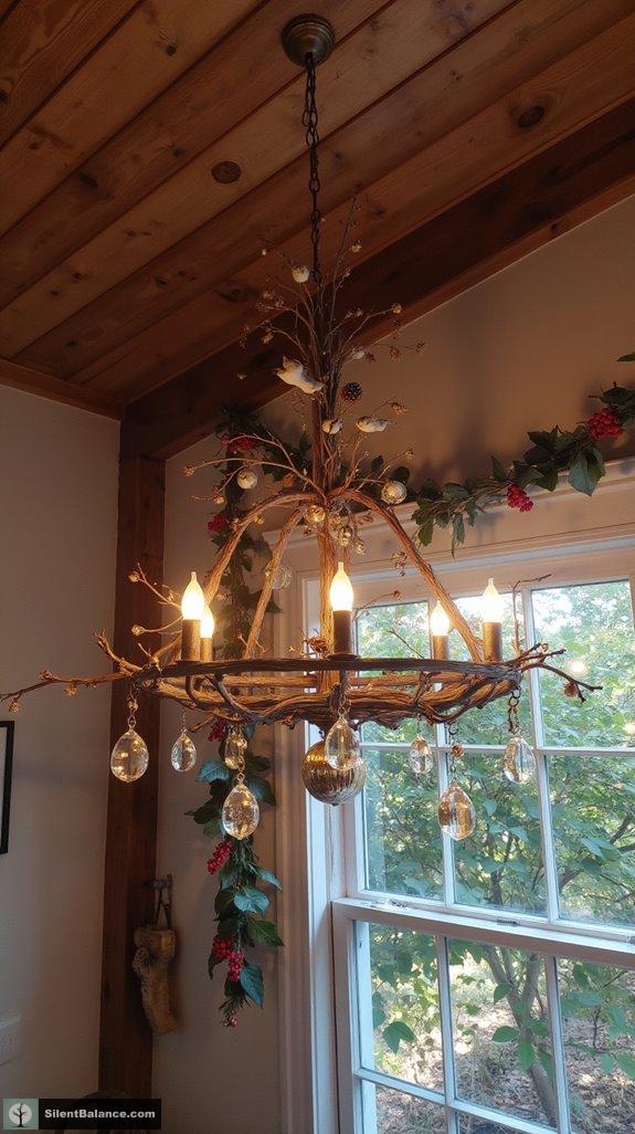 whimsical twig chandelier decor