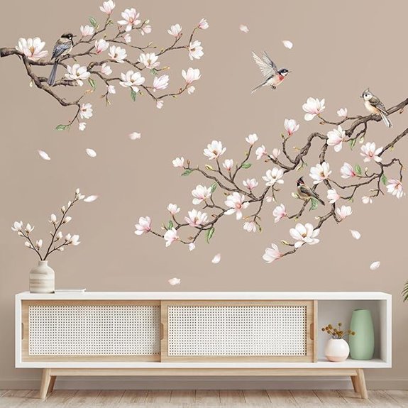Tanlaby White Magnolia Wall Decals for Living Room