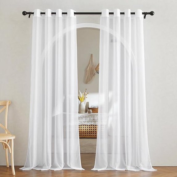 NICETOWN White Sheer Curtains 84 Inches 2 Panels