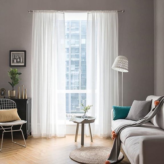 MIULEE White Sheer Window Curtains (54x84 Inches)