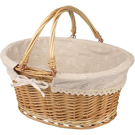 Multipurpose Wicker Basket with Handle 14.2 in