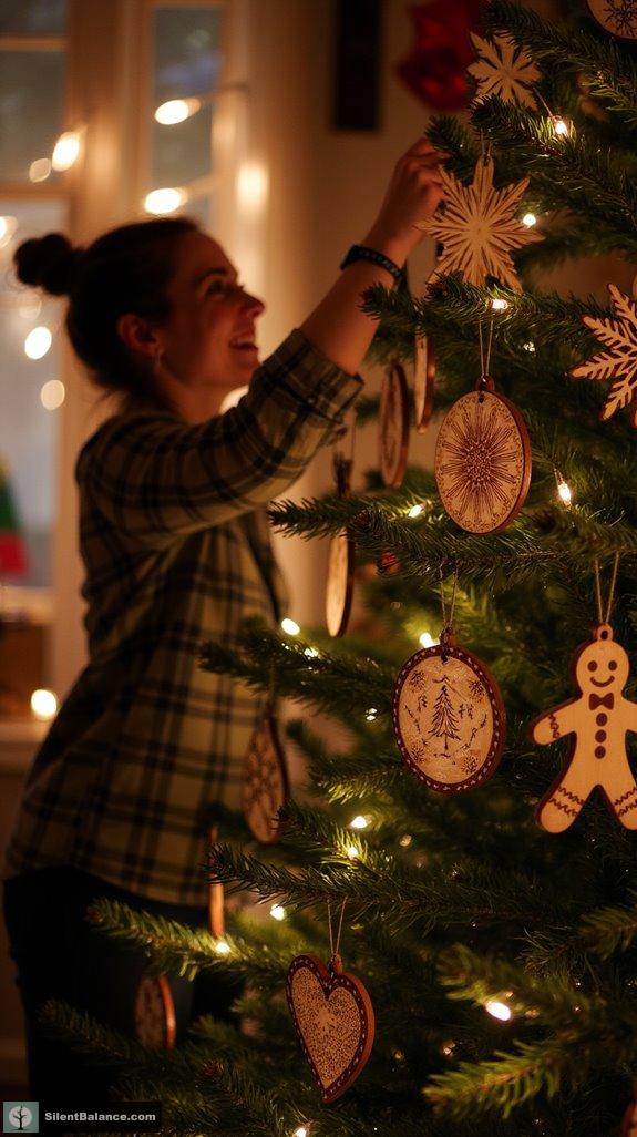 wood burned christmas ornaments