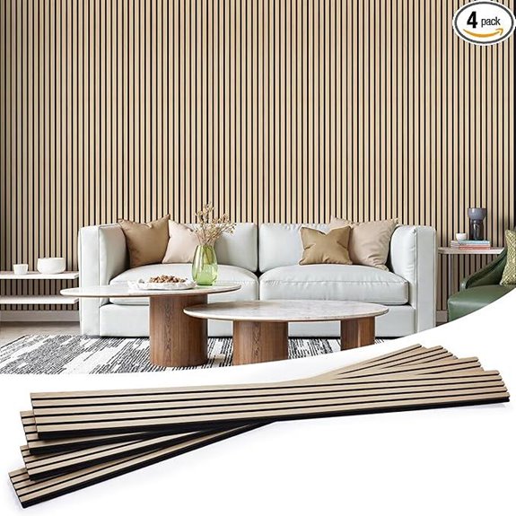 Wood Slat Wall Panels 4 Pack for Interior Decor
