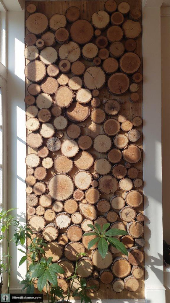 wood slice wall displays
