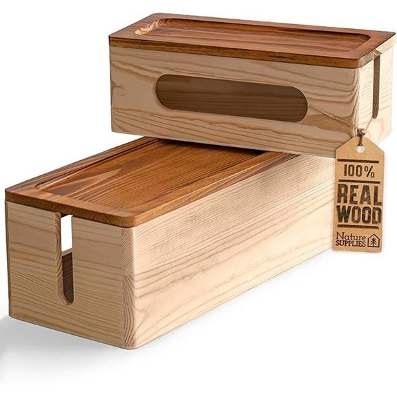 Natural Wood Cable Management Box Set (2 Pieces)