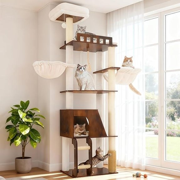 Hey-brother Wooden Cat Tree with Shelves and Scratching Posts