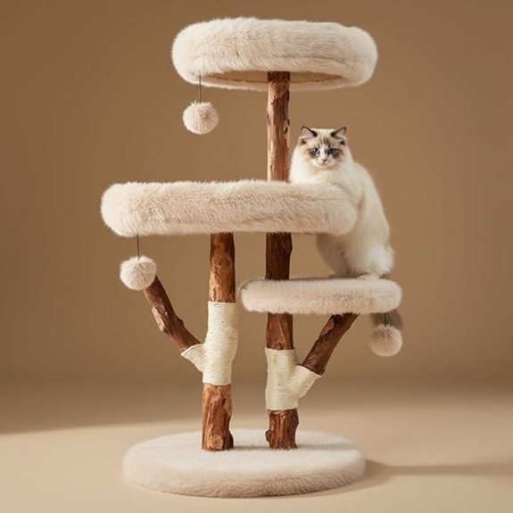 Erinnyees 44 Wooden Cat Tree with Plush Tiers