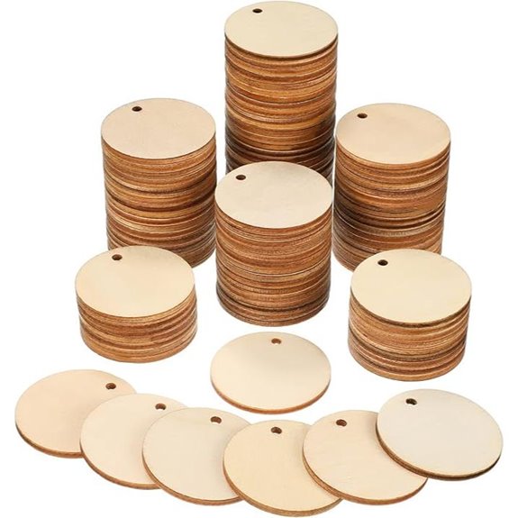 Unfinished Wooden Circles with Holes for Crafts (100)