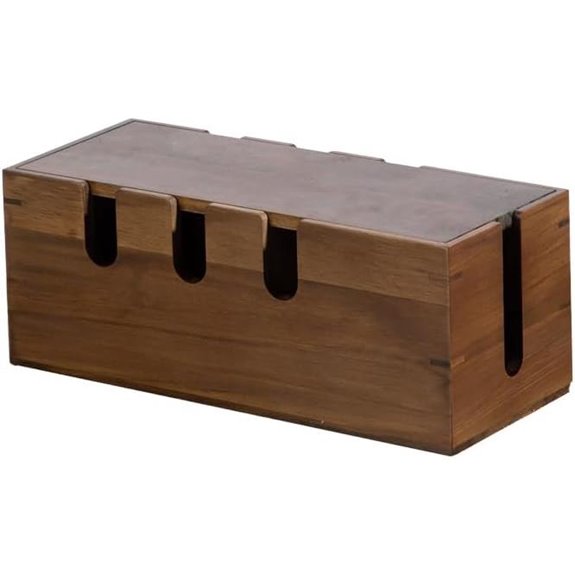 Wooden Cable Management Box for Desk and Power Strips