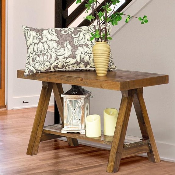 Wnutrees Farmhouse Wooden Storage Bench