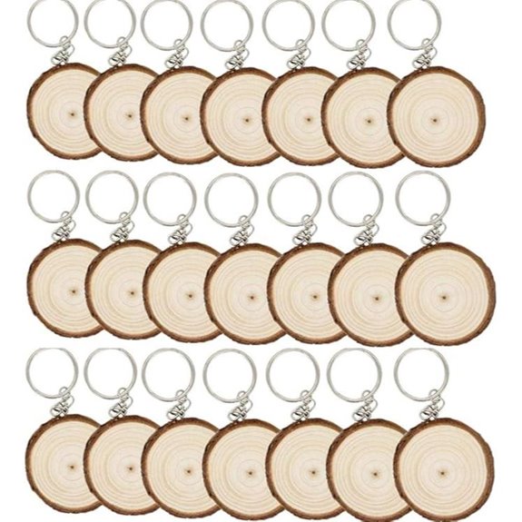 20 Unfinished Hand-painted Wooden Keychains Set