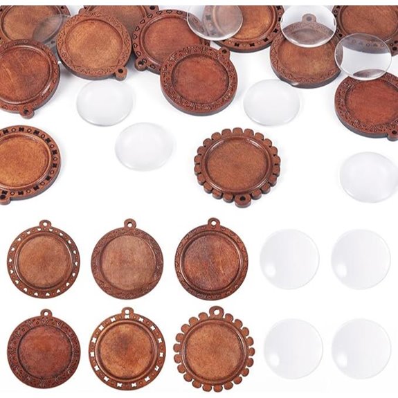 Cheriswelry Wooden Bezel Pendant Trays (24 pcs)