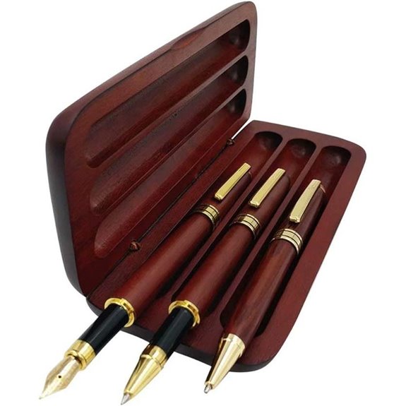 3-Pack Wooden Pen Set with Gift Case