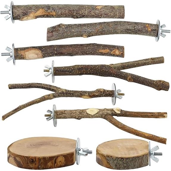 Wooden Bird Perch Set with Toys and Swing