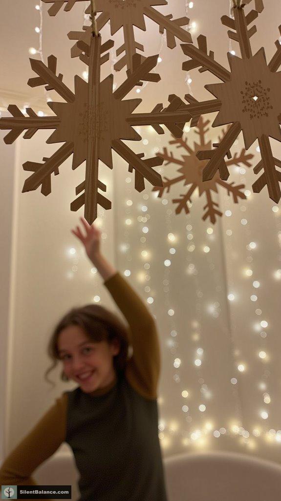 wooden snowflakes enhance holidays