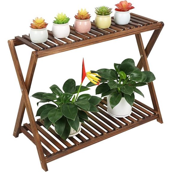 Wood 2-Tier Indoor/Outdoor Plant Stand