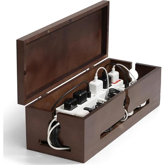 Wooden Cable Management Box for Wires and Power Strips