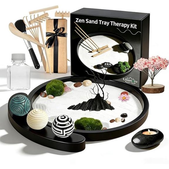 Zen Garden Desk Kit with Sand Rocks and Tools