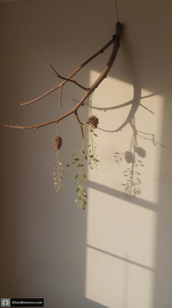 zen inspired minimalist branch decor